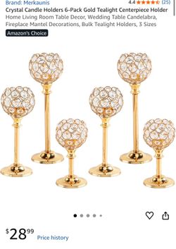 Crystal Candle Holders Gold