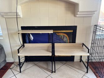 2-Tier Desk with Black Metal Frame Set of 2