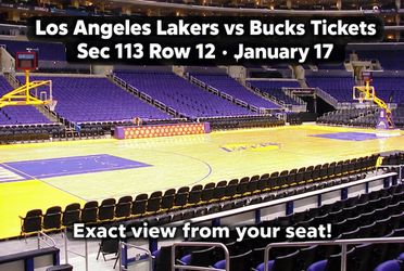 JAN 17 - Los Angeles Lakers vs Bucks Tickets Sec 113 Row 12