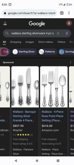 Wallace Baroque Grande 4 Piece Silverware Sets (4 Individual Sets)