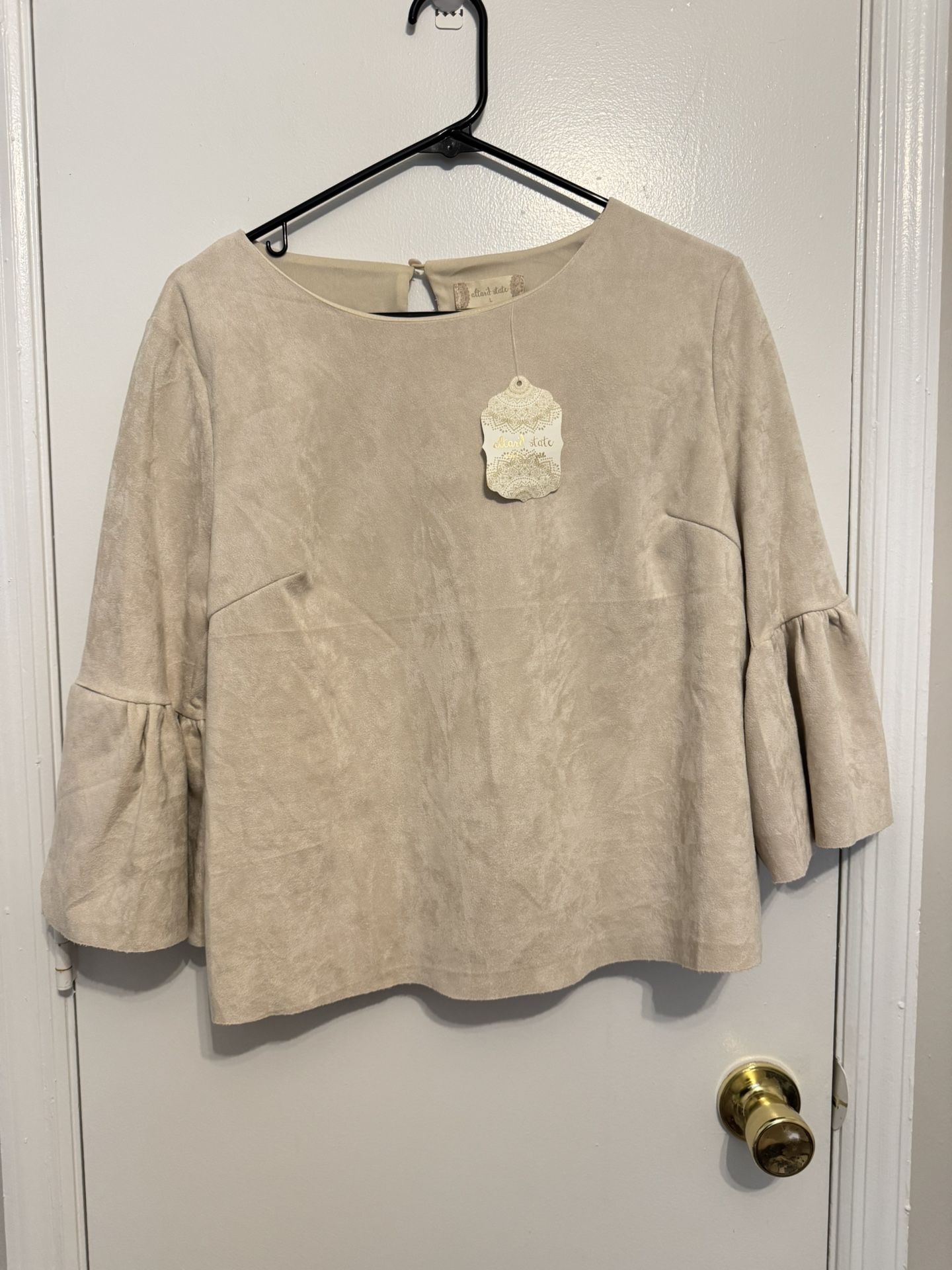 Altar'd State Faux Suede Ruffle Blouse Size L