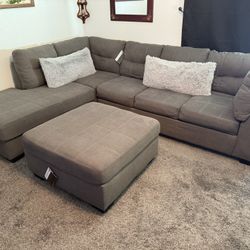 Gray Sectional With Matching Ottoman 