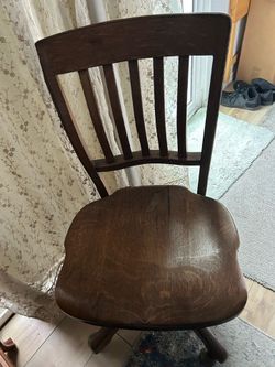 Antique oak swivel office chair