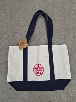 Trade Joe tote bag navy blue