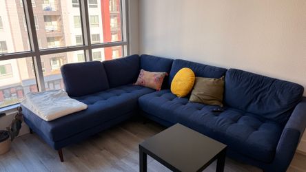 Large Dark Blue Sectional Sofa (110")