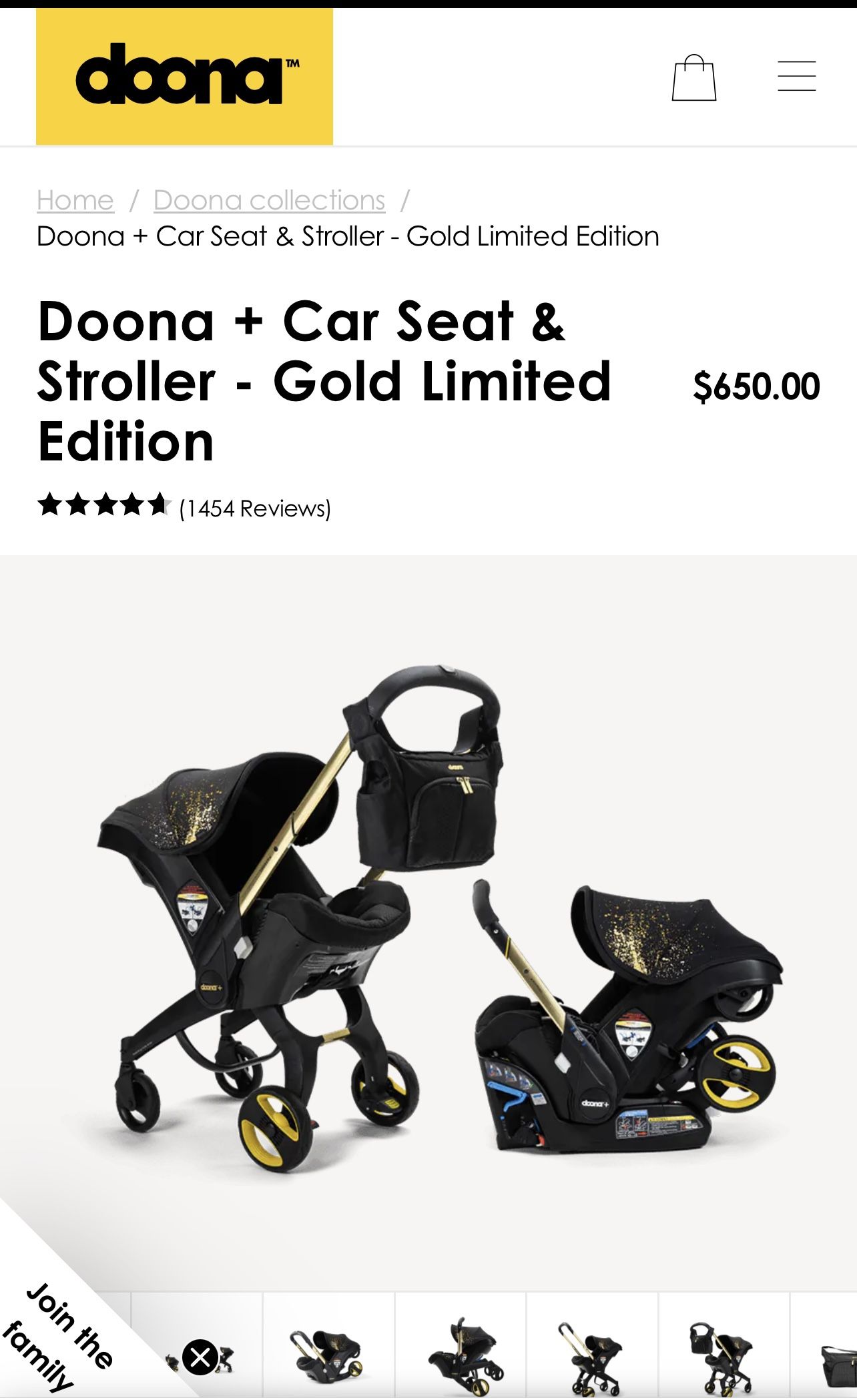 Carriola Doona Edición Limitada Negra Con Dorado