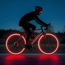 New Set of 10 Neon Red Reflective Safety Strips for Bike Wheels
