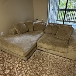 Corduroy Wide Sectional couch 