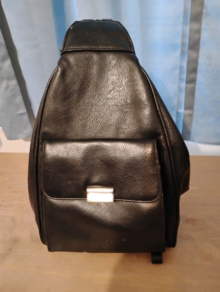 Black Leather Men's Backpack