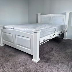 White Full Bed & Foam Mattress 