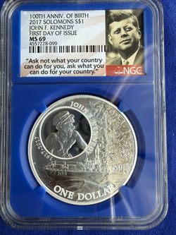 2017 1oz NGC MS69 SOLOMON JFK SILVER COIN