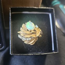 Opal W Diamonds 14k Gold Bird Nest