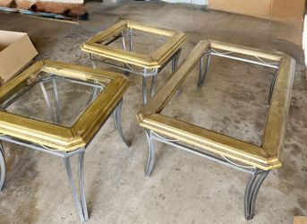 3 Glass Wrought Legs Tables