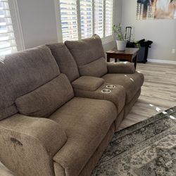 "Matching Set: 2 Sofas, Each with Dual Recliners"