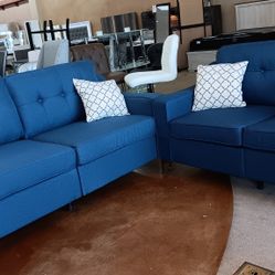 Blue Sofa & Loveseat