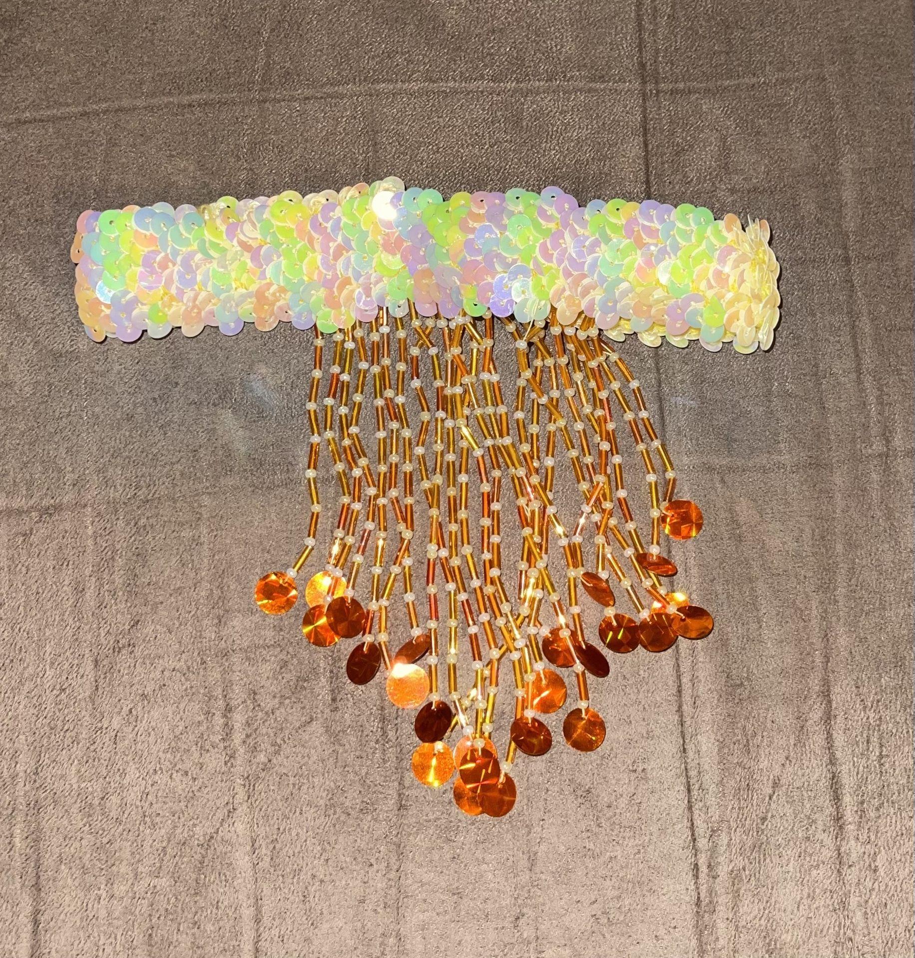 sequin/beads choker necklace