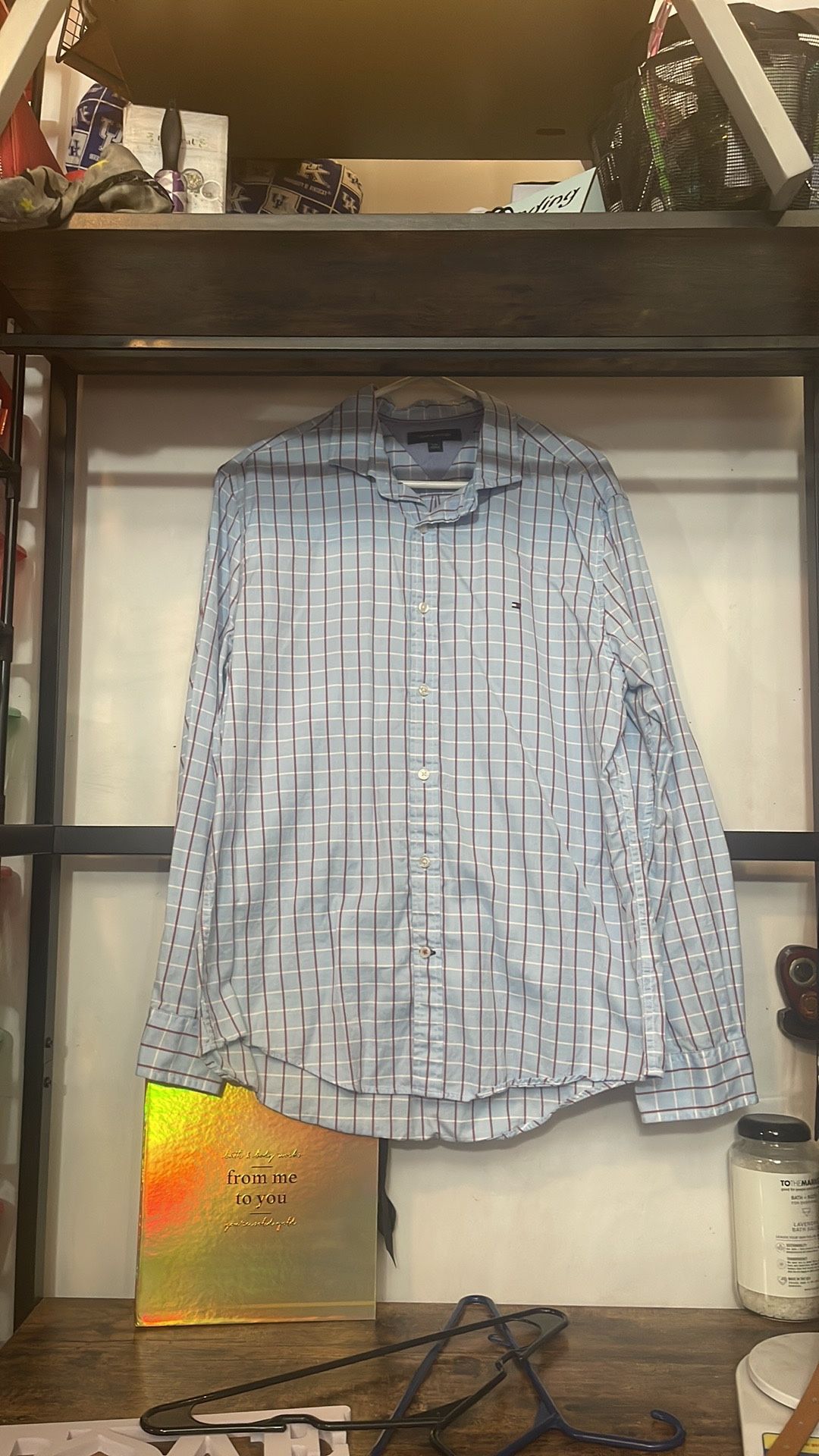 Tommy Hilfiger Blue Plaid Button Up