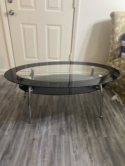 Modern Glass Coffee Table w/ Metal Legs – Good Condition