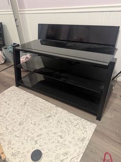Black Glass 3-Tier TV Stand