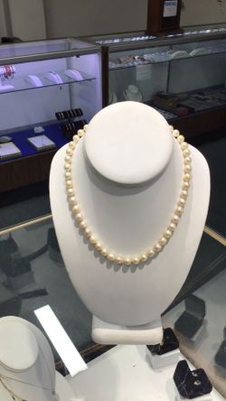 14k White Gold 16” Pearl Necklace 7mm Pearls