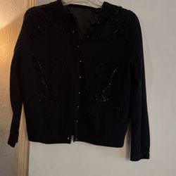Black vintage beaded cardigan button-down
