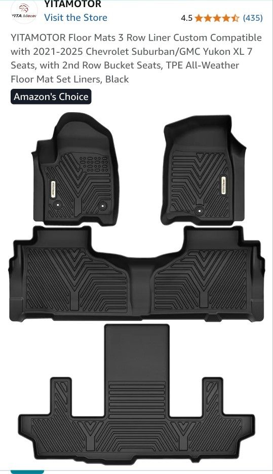 2021-2025 Chevrolet Suburban/GMC Yukon Xl Floor Mats