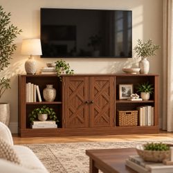 100% brand new in box Walnut TV stand Buffet Cabinet bookshelf Side Table with Doors