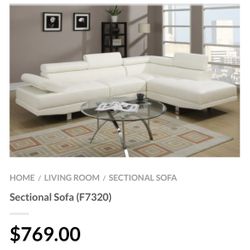 White Faux Leather Sectional Sofa 