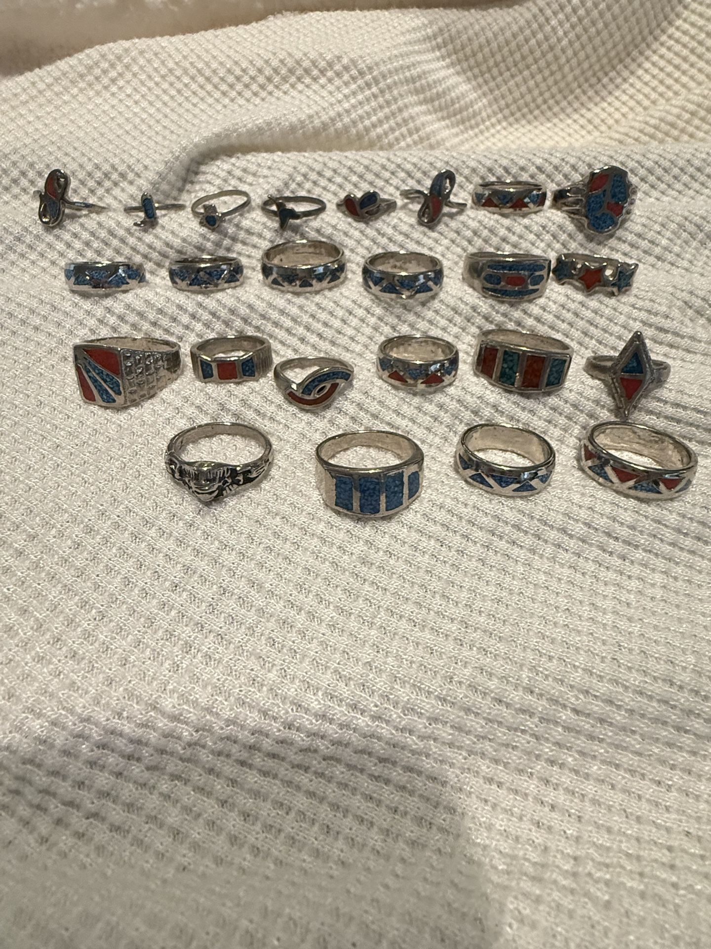 Vintage Native American Look Silver Tone Rings Various Sizes Unmarked lot 24