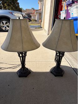 Two metal lamps