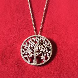 Sterling Silver Tree of Life Pendant with Zirconia – New