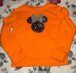 Disney Orange Halloween Minnie Mouse Spiderweb Sweatshirt Jumping Beans Sz6 NWOT