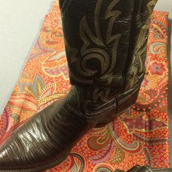 Genuine Brown Lizard Cowboy Boots 8 1/2