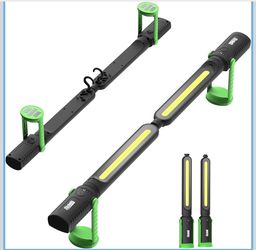 2 in 1 Rechargeable Magnetic Under Hood Work Light Bar-Green 3+3 N50-Magnets(6 Total), Auto On/Off, 5200mAh Battery, 3000 Lumens, 360° Hooks, IP54 & I