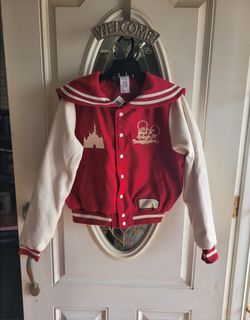 Disney Parks varsity-style jacket featuring a sailor-style collar, embroidered "A Land of Magic & Imagination"   Medium  site. Brand new with tag