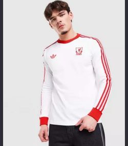 Adidas Originals Liverpool FC Long Sleeve T-Shirt White Red Grey JZ2543 Men’s