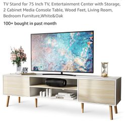 TV Stand for 75 inch/ Entertainment Center with storage