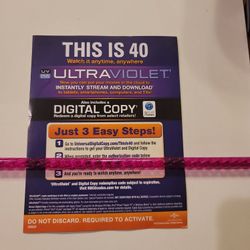 $4 DIGITAL HD MOVIE. THIS IS 40. $4 OR TRADE FOR A MOVIE TITLE I DO NOT ALREADY OWN.