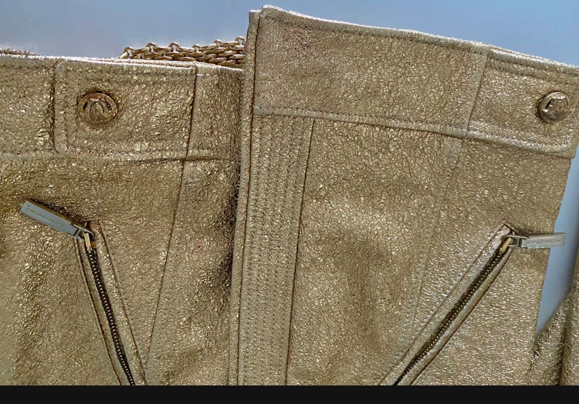 Versace Gold Biker Jacket Leather