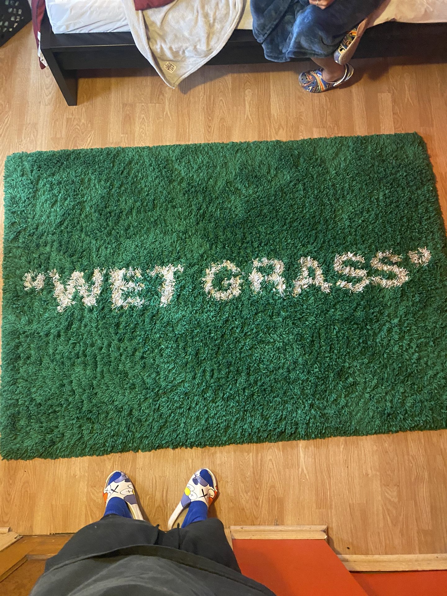 “wet grass” off white carpet