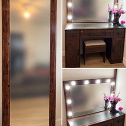 Wood Vanity & Wood Body Mirror
