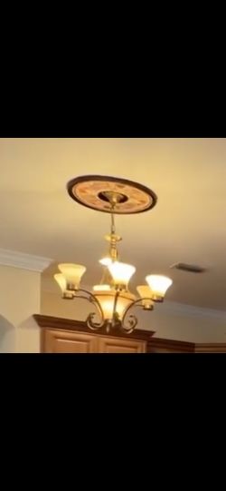 Alabaster Chandelier Antique Brass Gold Finished