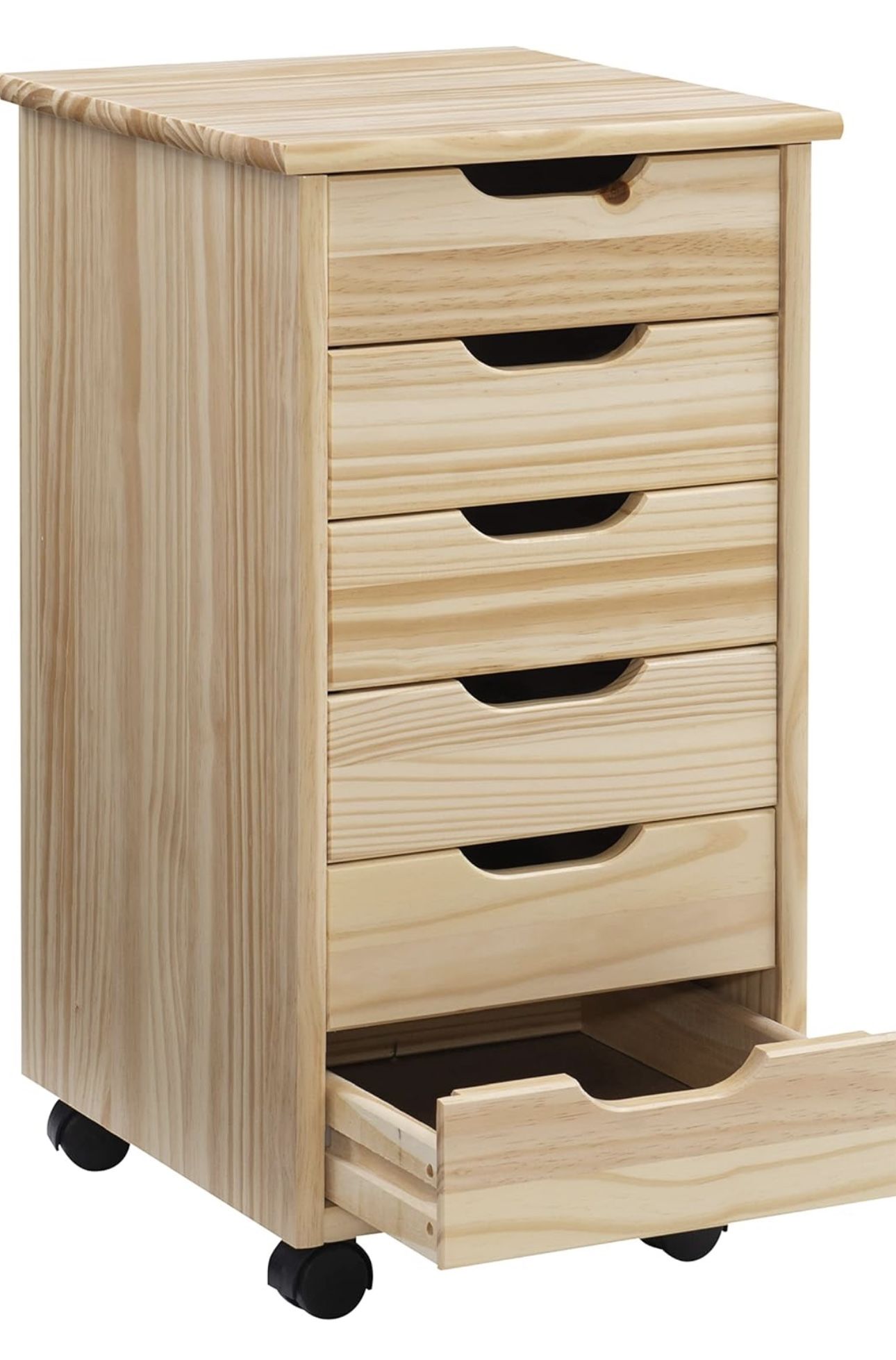 New Linon Home Decor Products Corinne Six Drawer Storage, Natural Rolling Cart