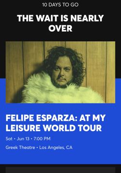 (4) Tickets For Felipe Esparza - Tonight Show! 6/13