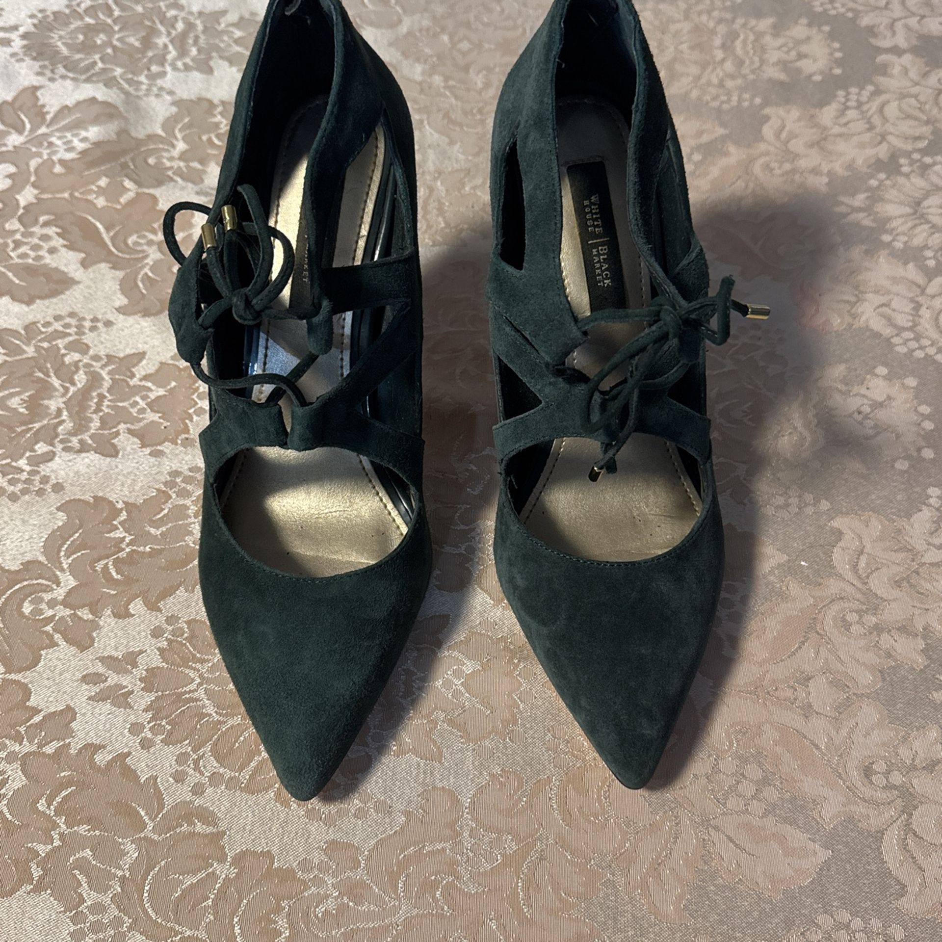 Suede Forest Green Heels