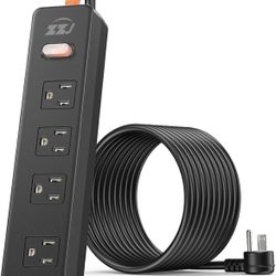 Outdoor Power Strip Weatherproof, Surge Protector with 4 Wide Outlets, 1875W/15A Overload Protection Switch, 10FT Flat Plug Multi-Plug Outdoor Extensi