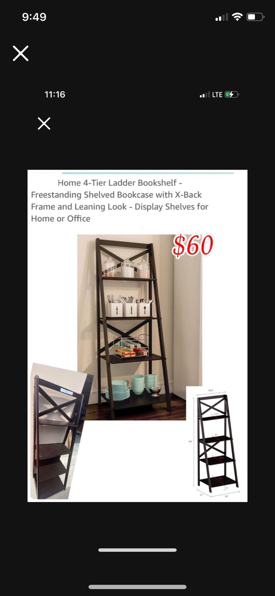 New 4 tier ladder shelf Expresso color already built $60 East Palmdale