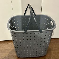Gray Plastic Basket Organizer Carrier with Handles