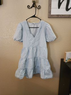 Zara Light Blue Tiered Mini Dress(XS)
