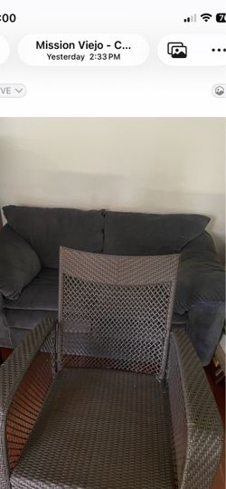 Love seat couch for 2 and outside wicker chair